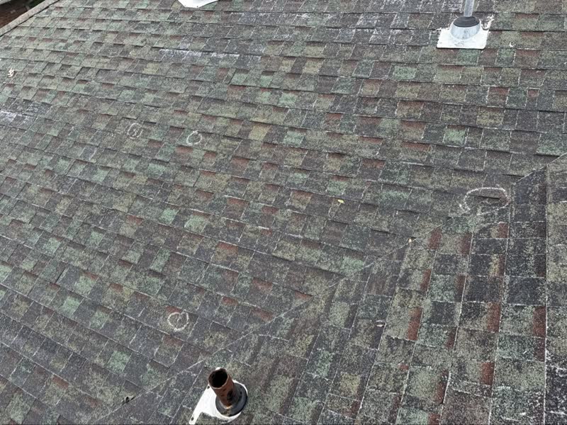 Before photo 6 — Dallas green-to-grey roof replacement