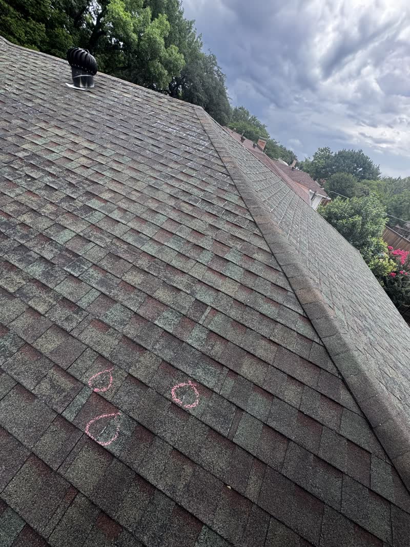 Before photo 9 — Dallas green-to-grey roof replacement